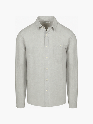 Koszula Knowledge Cotton Apparel z lnu w szare paski