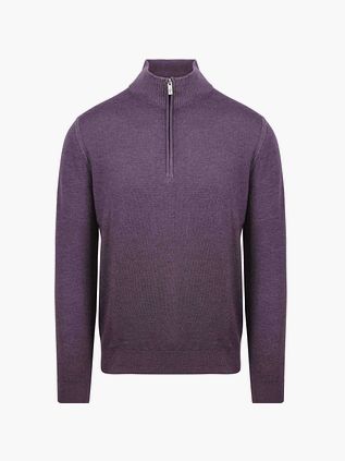 R2 sweter z zamkiem half-zip z wełny merino w kolorze fioletowym