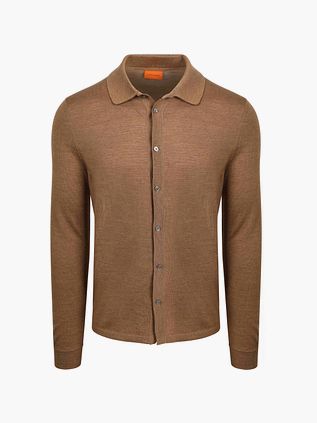 Suitable Cardigan Shirt Merino Camel