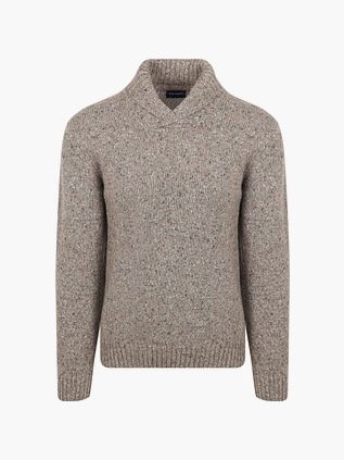 Suitable Maglione Tweed Collo Scialle Taupe