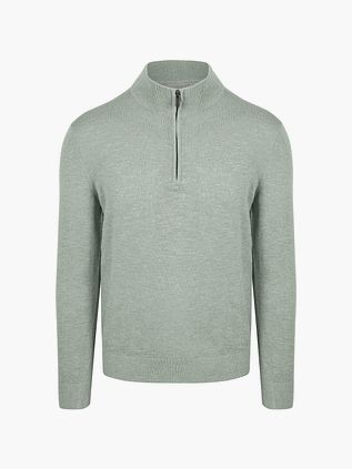 Suitable Slub Garn Halv Zip Genser Grønn