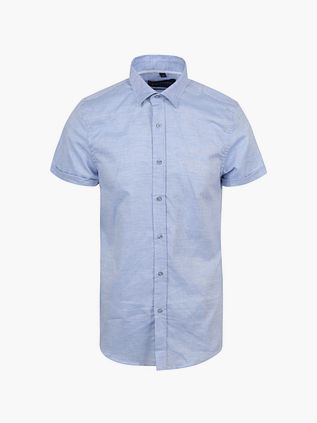 Camisa de manga corta Suitable de lino en azul claro