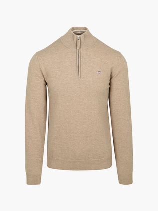 Gant halv lynlås uldtrøje med beige logo