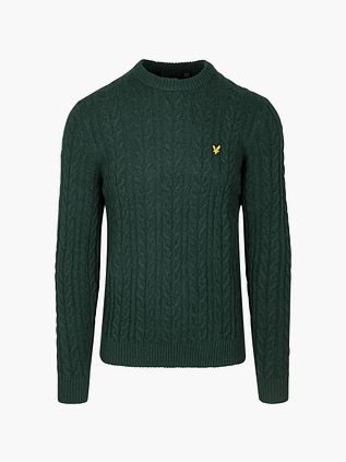 Lyle & Scott kabelstrik-sweater i mørkegrøn