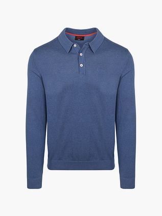 NZA Langærmet Strikket Polo Blå