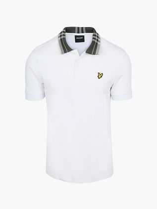 Polo Lyle & Scott Col Tartan Blanc