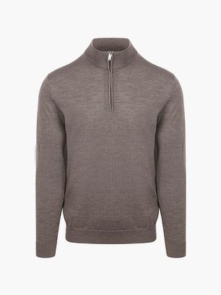 Profuomo Halv Lynlås Pullover i Merinould Taupe