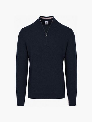 R2 Pullover Halfzip Structured Dunkelblau