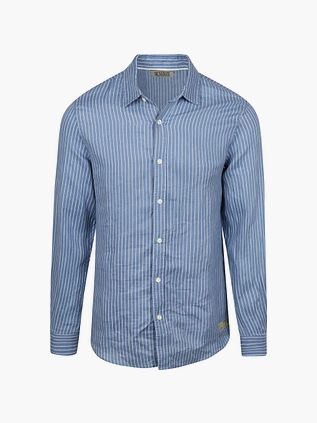 Scotch and Soda Linen Shirt Stripes Blue