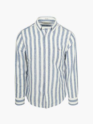 Gant Hemd Baumwolle Leinen Gestreift Blau