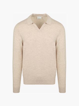 Profuomo Langærmet Poloshirt Uldblanding Sand