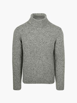 Suitable Pull Col Roulé Donnegal Tweed Laine Eco Gris