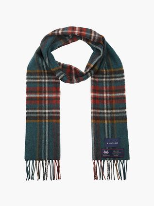 Suitable tørklæde i Merino uld med tern i petrol