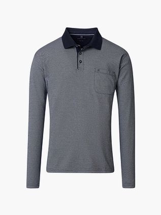 Casa Moda Langærmet Polo Struktur Blå