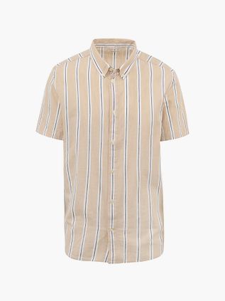 KnowledgeCotton Apparel Skjorte Stripe Beige