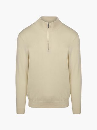 Profuomo luksusowy sweter z krótkim zamkiem (Half Zip) w kolorze off white