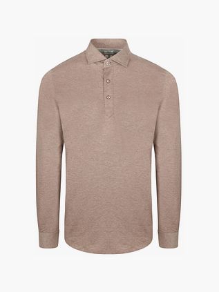R2 Langærmet Jersey-polo i Beige
