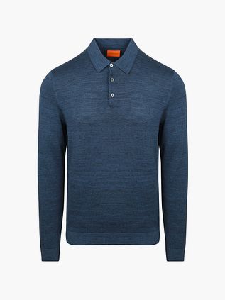 Suitable Longsleeve Polo Shirt Flat Knit Blue