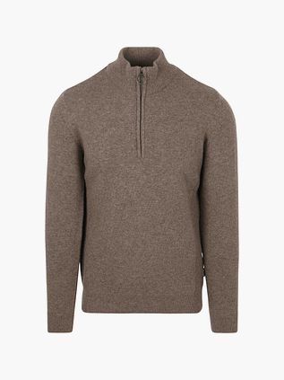 Barbour Halv Zip Trøje i Uld Taupe