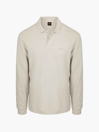 BOSS Petempestolong Long Sleeve Polo Shirt Ecru