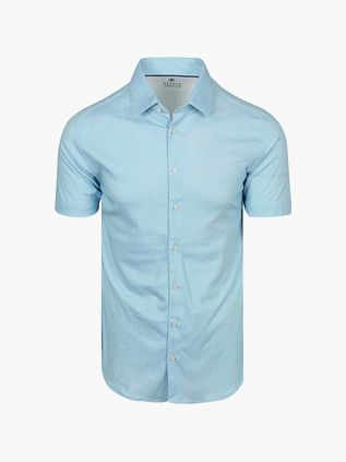 Desoto Short Sleeve Oxford Optics Overhemd Aqua Blauw