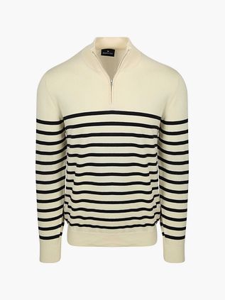 Steppin' Out Halvglidelås Genser Breton Stripe Ecru