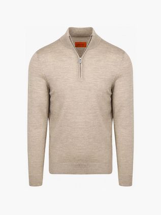 Suitable Maglione Merino Mezza Zip Sand