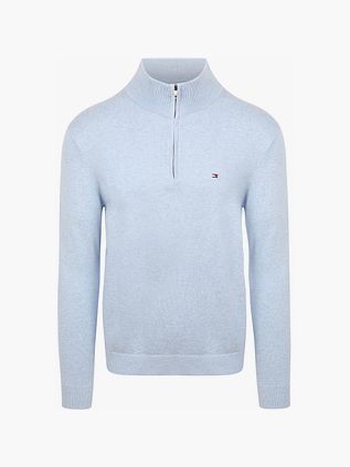 Tommy Hilfiger Halv Zip Sweater Essential Lyseblå