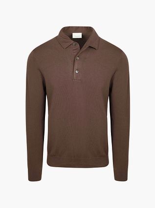 Profuomo Longsleeve Polo Shirt Luxury Basic Brown
