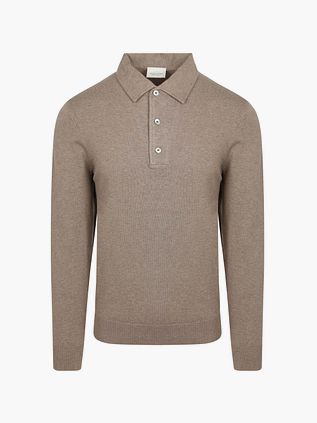 Profuomo Longsleeve Polo Shirt Luxury Basic Taupe