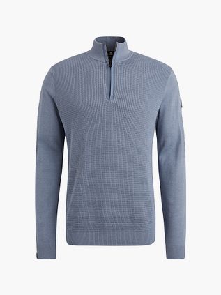Vanguard sweter half zip ze strukturą w kolorze niebieskim