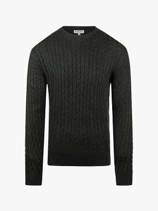 McGregor sweter z warkoczowym splotem z wełny merino, melanż, ciemnozielony