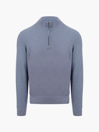 Passande Struktur Half Zip-tröja Blå