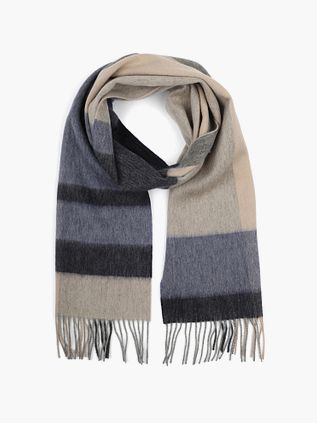Profuomo Scarf Wool Colourblock Blue Grey Beige