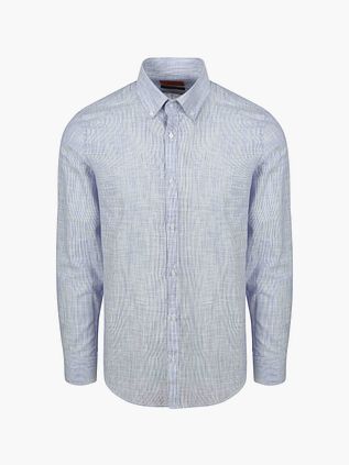 Suitable Chemise Coton Slub Bleu Rayé