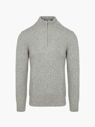 Profuomo Halv lynlås-pullover i Grå Melange i Lammeuld
