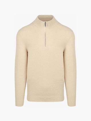 Profuomo Halv lynlås Pullover Struktur Beige