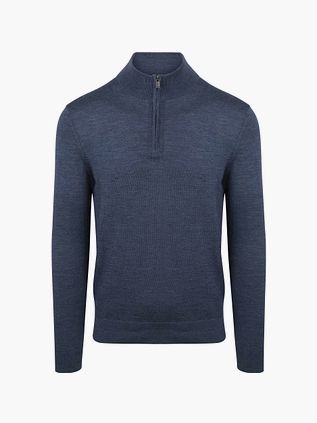 Suitable Merino Half Zip Trøje Denim Blå