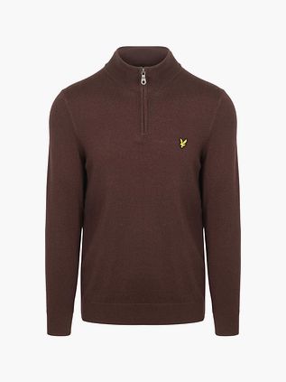 Lyle & Scott Half Zip Pullover Merinowol Espresso