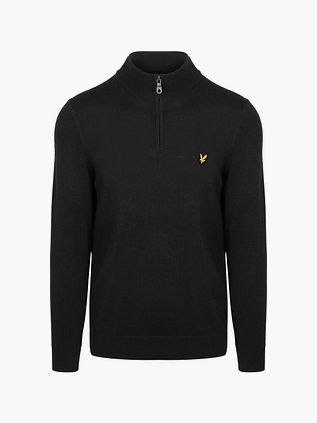 Lyle & Scott Halv lynlås pullover i sort merinould