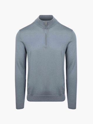 Profuomo Halv Lynlås Pullover Merinould Blå