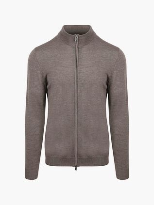 Profuomo Strickjacke Merinowolle Taupe