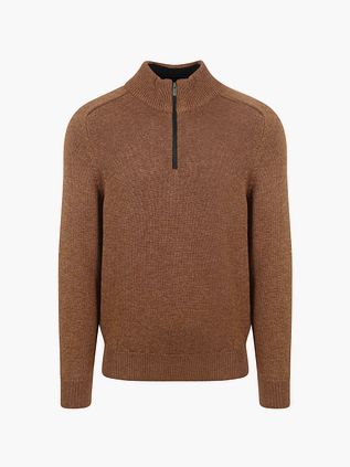 State Of Art Halv Zip Trøje Melange Kamel Brun