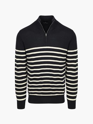 Steppin' Out Jersey Half Zip Breton Stripe Navy