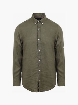 Suitable Chemise en lin vert olive