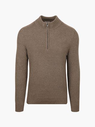 Suitable Half Zip Trøje Patch Taupe