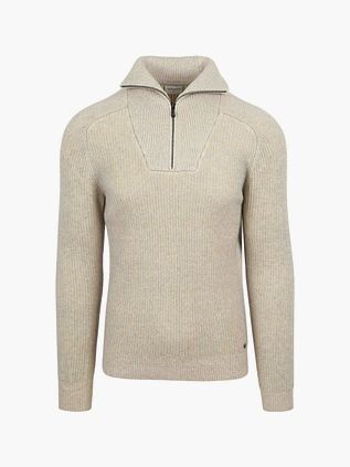 Jersey Half Zip No Excess bicolor efecto melange en greige