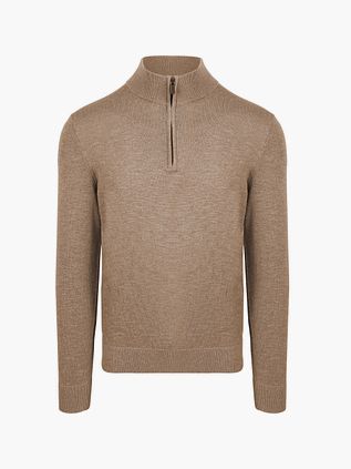 Sweter Suitable Slub Yarn Half Zip w kolorze beżowym