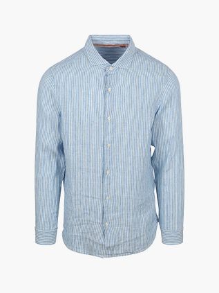 Koszula lniana Superdry Vacation w paski Azure Blue