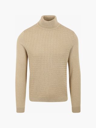 Suitable kabelstickad polo, beige